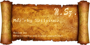 Márky Szilviusz névjegykártya